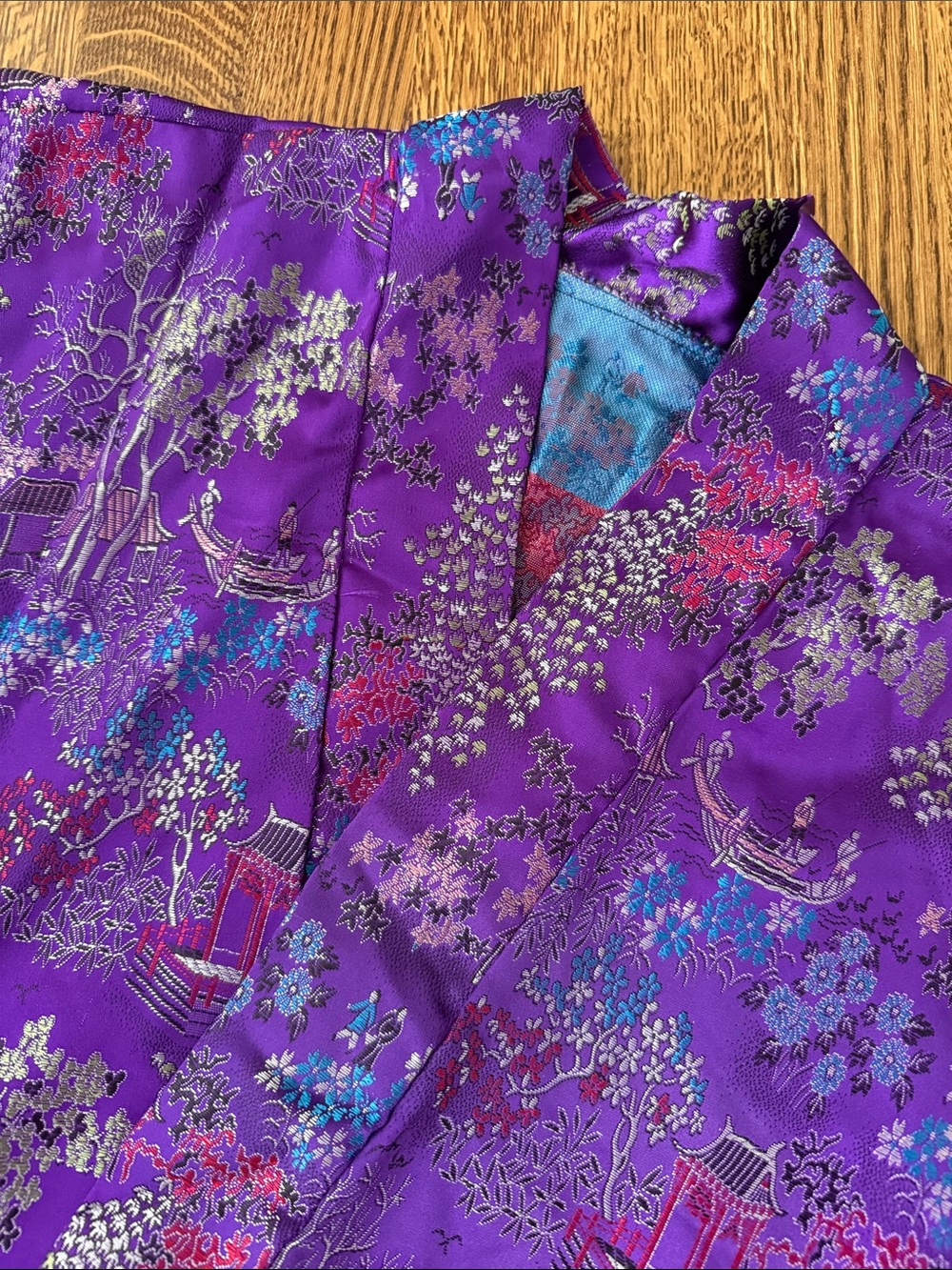 VINTAGE Jacquard Chinese Asian Kimono Robe Spa Loungewear Traditional Regal XL - Picture 1 of 7